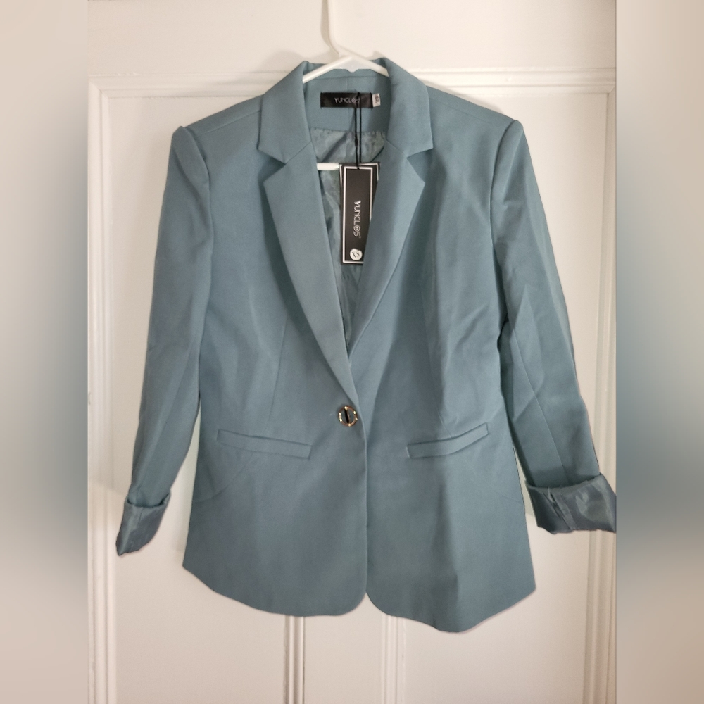 ⭐️NWT⭐️Yunclos teal blazer, size XS